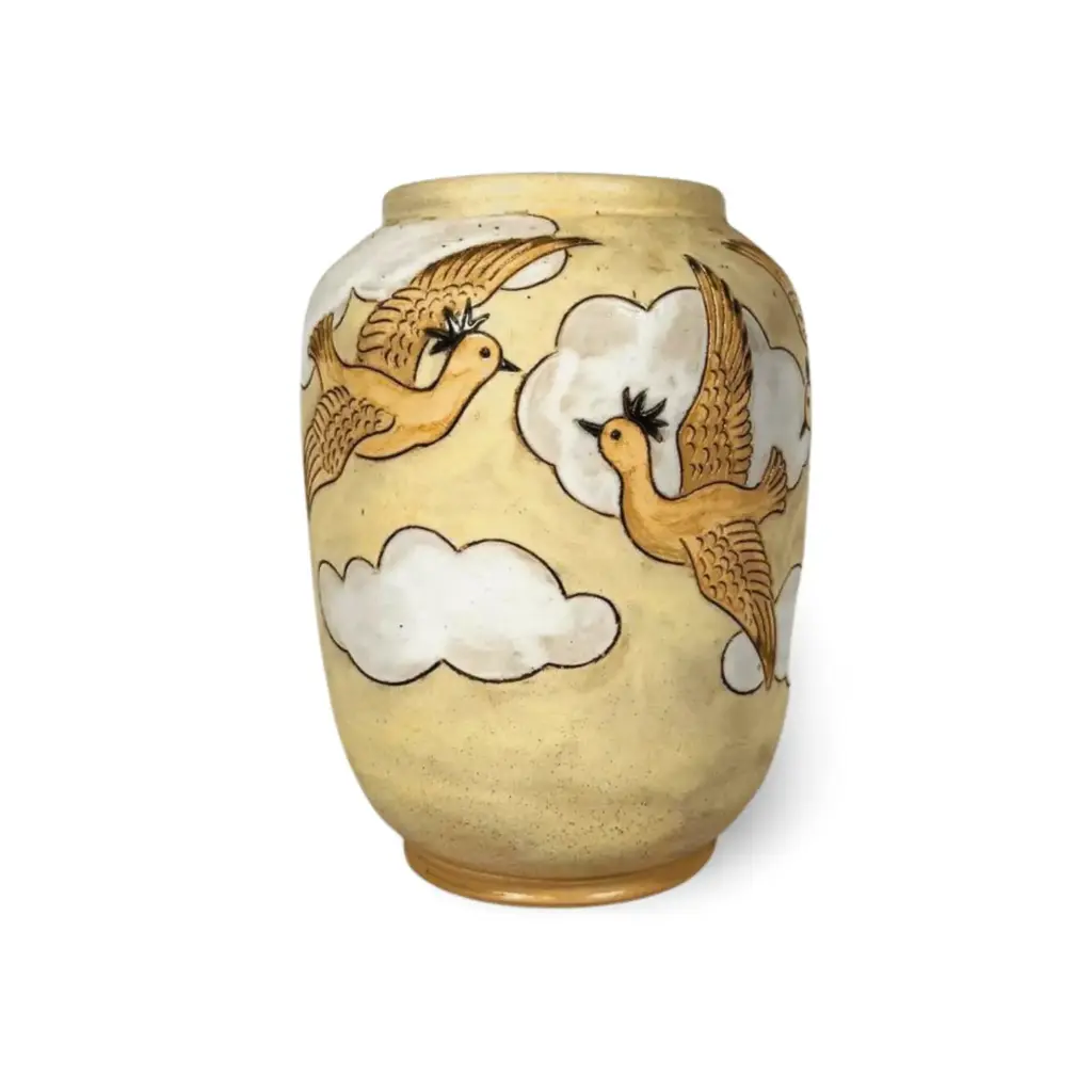Vase oiseaux nuages